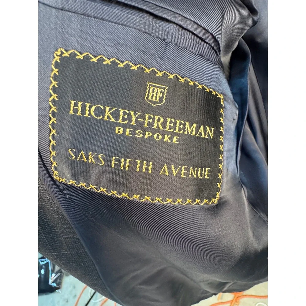 Hickey Freeman Bespoke Loro Piana Wool Suit Grey Windowpane Saks Fifth Avenue